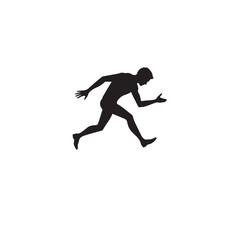 Vector art of silhouette of a man running or jumping, a dynamic graphic design element, isolated on white background