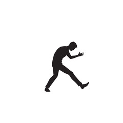 Vector art of silhouette of a man stumbling or falling, a graphic design element, isolated on white background