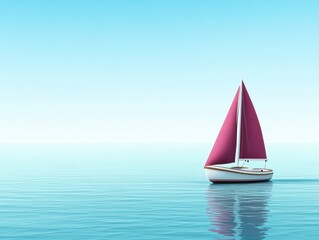 Fototapeta premium Calm sailboat on tranquil sea