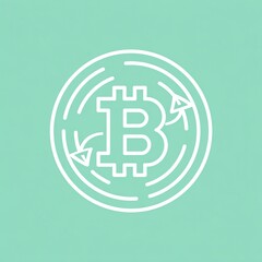 Obraz premium A circular icon representing the Bitcoin cryptocurrency and its underlying digital finance and technology infrastructure