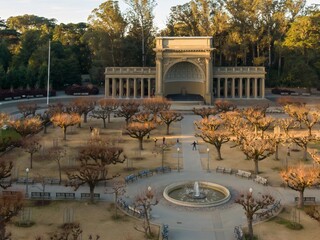 Golden Gate Park's Spreckels Temple of Music in San Francisco, USA. People are enjoying the park's...