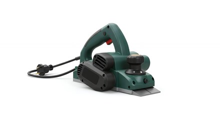 Dark green power planer isolated on white background