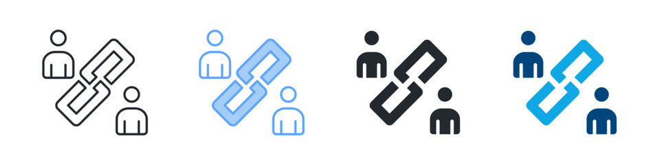 Relation Icon Set Multiple Style. Designed In Outline, Blue, Glyph, Dual Tone