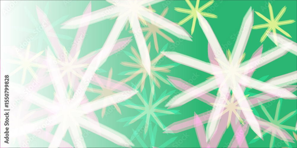 Aufkleber colorful abstract design depicting pastel snowflake-like shapes on a green gradient backdrop. create