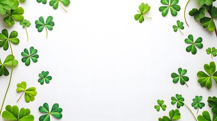 Shamrock Border White Background Green Clover Leaf