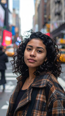 Confident Latina Model Glowing in Sunset City Light