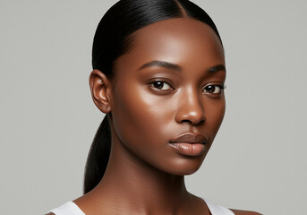 Front-Facing Portrait of Black Woman with Dewy Skin