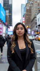 Latina Woman in Urban Street Setting with Evening Glow