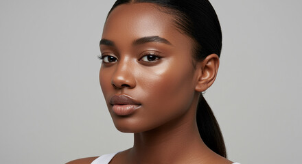Minimalist Beauty Portrait of Black Woman with Slick Bun
