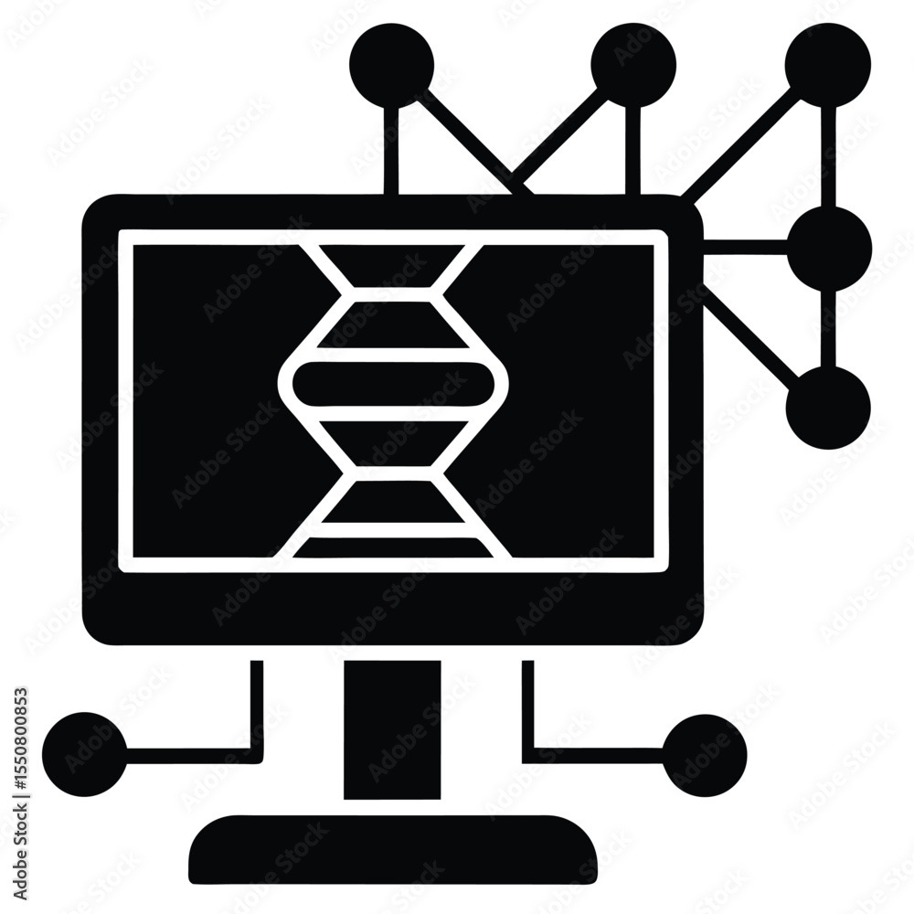 Poster biologist element isolated bioinformatics software on white backgrou