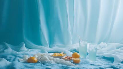 Summer Refreshment Still Life with Lemonade and Citrus