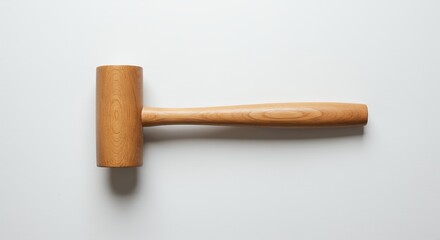 Wooden mallet tool object isolated on white