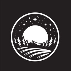 black and white evening night background, editable vector image