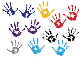 Colorful Hand drawn Hand-print Clip-art Vector