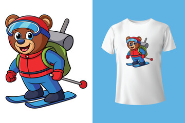 Ski winter sport vintage typography t shirt design with glasses and skier silhouette	