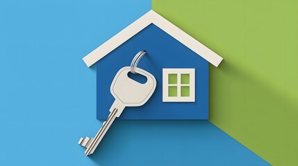 House Key Home Ownership Real Estate Concept Illustration