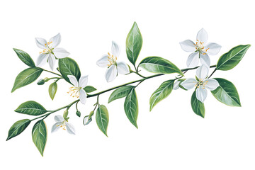 Delicate Jasmine Branch with Pure White Blooms