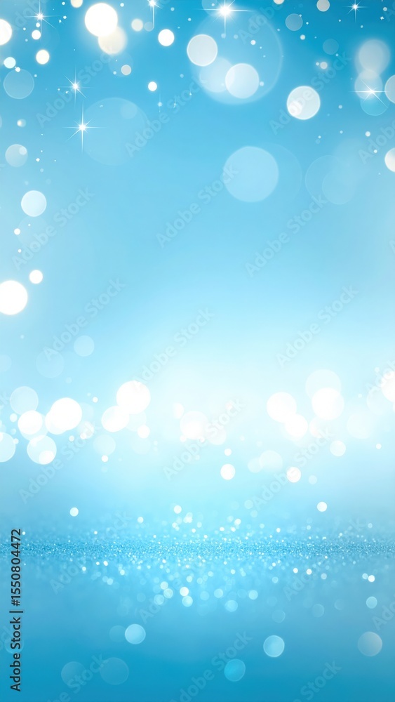 Poster sparkling blue bokeh background digital art abstract design bright environment close-up view aesthet