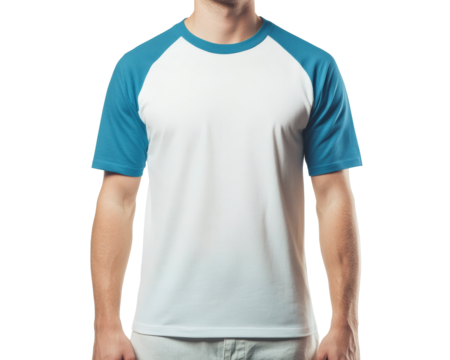 High-Quality White and Blue Man Raglan Mockup Perfect for Your Design Presentations and Apparel Branding