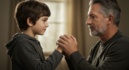 Grandfather and grandson connecting through affection and shared moments of familial warmth