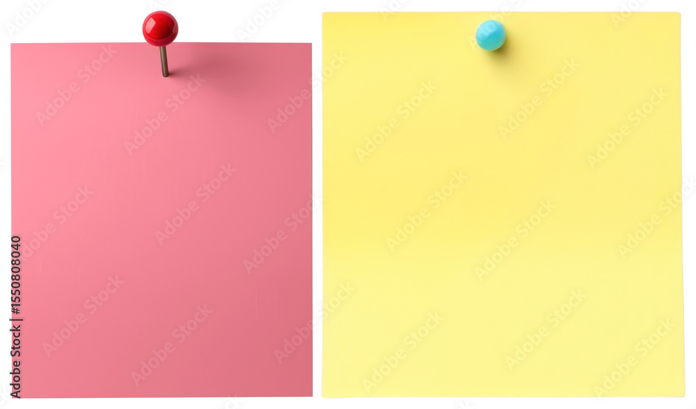 Poster png colorful notes with pushpins, element set on transparent background