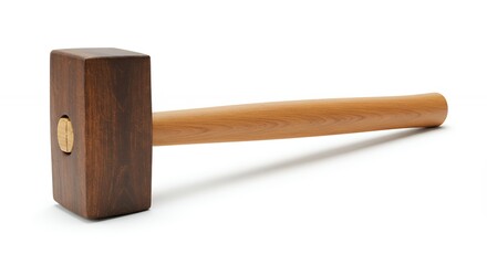 Wooden mallet against white background