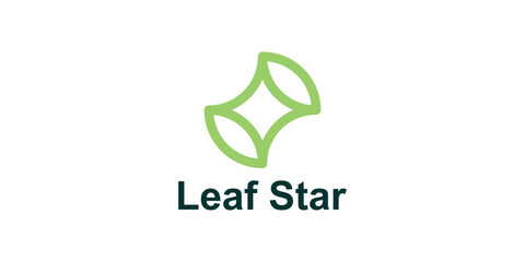 logo design star and leaf,nature,success,design creative,elegant.