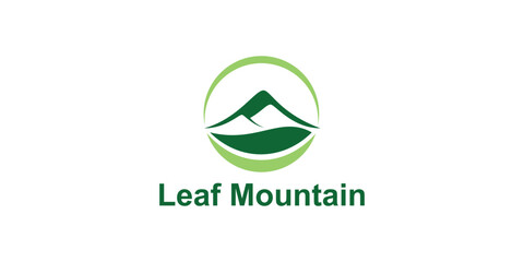 mountain and leaf,nature,design logo creative,elegant.