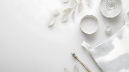 Minimalist White Bathroom Aesthetic Flatlay