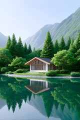 house on the lake, generation AI 