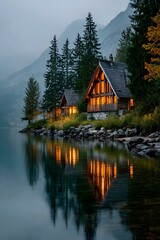 house on the lake, generation AI 