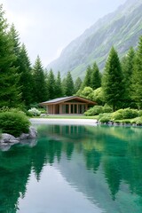 house on the lake, generation AI 