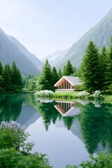 house on the lake, generation AI 