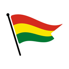 National flag of Bolivia.  Bolivia flag computer digital vector illustration icon design.  Fluttering flagpole flag.