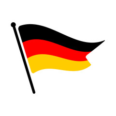National flag of Germany.  German flag computer digital vector illustration icon design.  Fluttering flagpole flag.