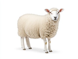 Fototapeta premium Sheep standing straight on white background