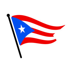 National flag of Puerto Rico.  Puerto Rico flag computer digital vector illustration icon design.  Fluttering flagpole flag.