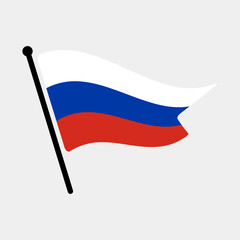 National flag of Russia.  Russia flag computer digital vector illustration icon design.  Fluttering flagpole flag.