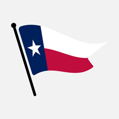 National flag of Texas, the United States of America.  Texas flag computer digital vector illustration icon design.  Fluttering flagpole flag.