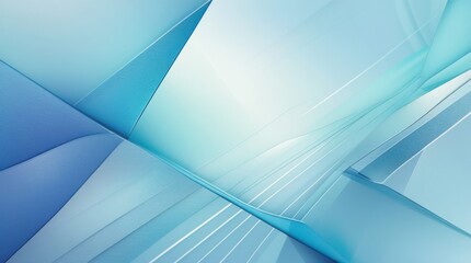 A futuristic abstract corporate background filled with soft, calming light blue hues, ranging from pale sky blue to gentle cerulean, and adorned with intricate geometric lines in a combination of thin