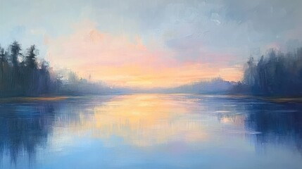 Fototapeta premium Peaceful sunrise over a lake
