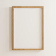 Empty poster mockup with vertical wooden frame- 3D rendering