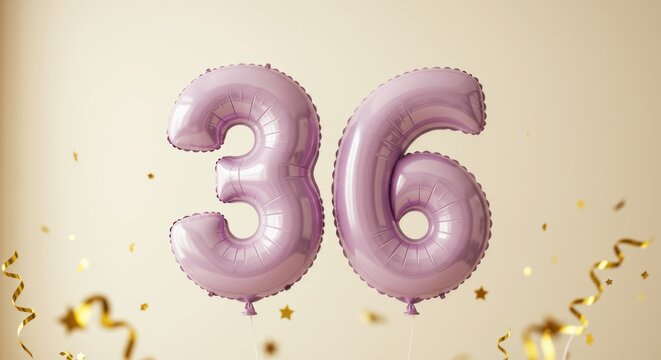 Pink balloons number 36 celebration