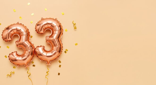 Rose gold balloons number 33 celebration