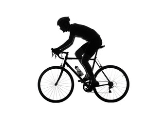 Fototapeta premium Cyclist silhouette riding a bicycle isolated on transparent background