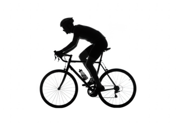 Cyclist silhouette riding a bicycle isolated on transparent background