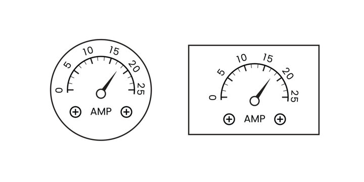 Amp Meter Analog Vector Illustration &ndash; Circular and Rectangular