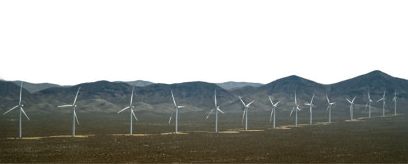 Wind Turbines in the United States Desert Area Panorama Views,  png. background
