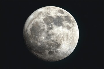 Fototapeta premium Highly Detailed Full Moon Showing Craters, Lunar Surface Texture Against Black Sky Background
