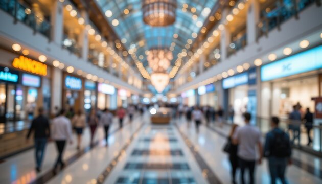 Modern Shopping Mall Blurred Bokeh Background - Business Growth